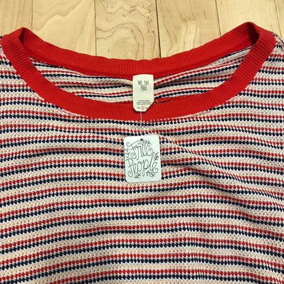 NWT Free People Bat Wing Soft Striped Red Top - Picture 2 of 7